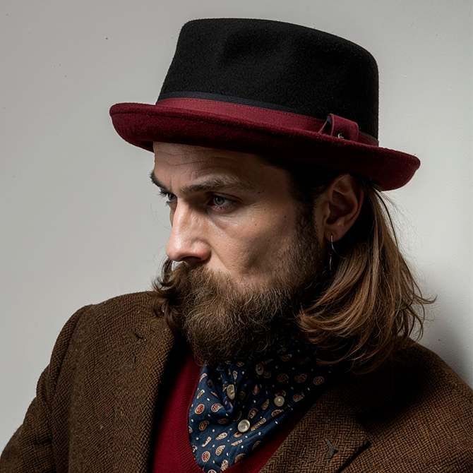 Cappello Porkpie in feltro di lana stile mod Jack Camel - Italia