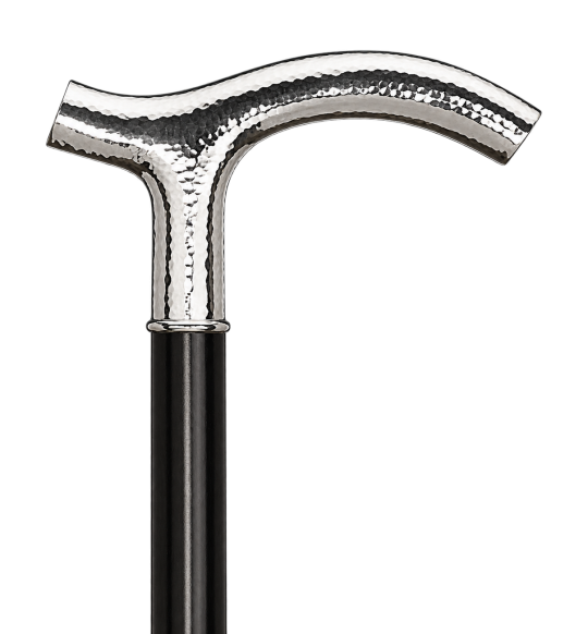 Manico Fritz martellato in argento massiccio 925 e asta in ebano del bastone Gastrock