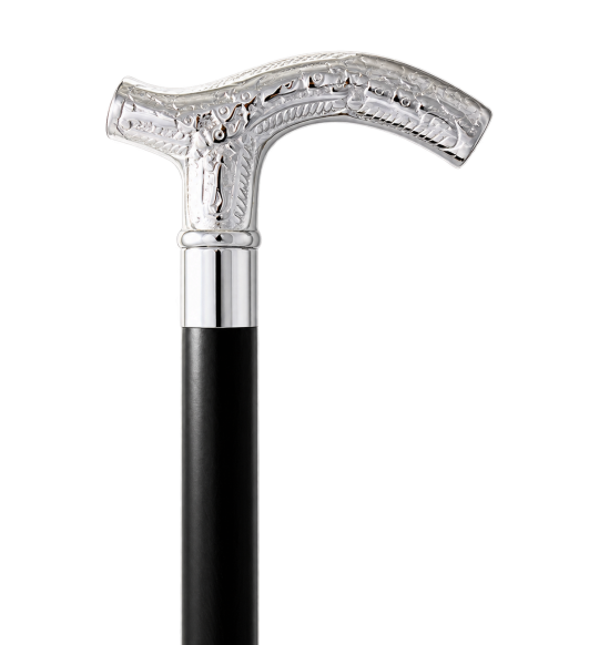 Bastone Classic Canes 4624 con manico argentato decorato su fondo trasparente