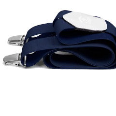 Bretelle blu navy – Eleganza marina con pelle bianca