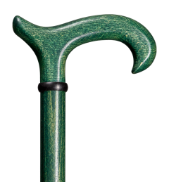Bastone verde Gastrock in faggio con manico L-Derby su fondo trasparente