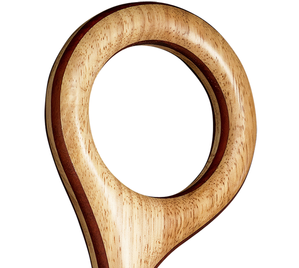 Bastone con manico rotondo in gomma e legno di padouk