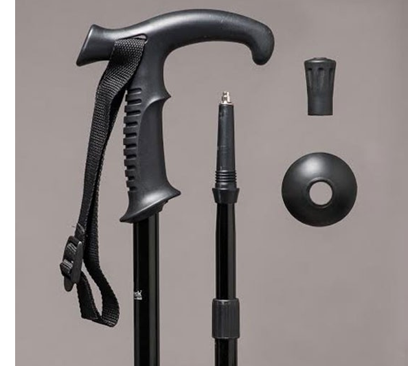 Bastone telescopico con impugnatura combinata e funzione antishock