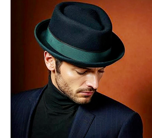 Cappello Pork Pie verde in feltro Dasmarca